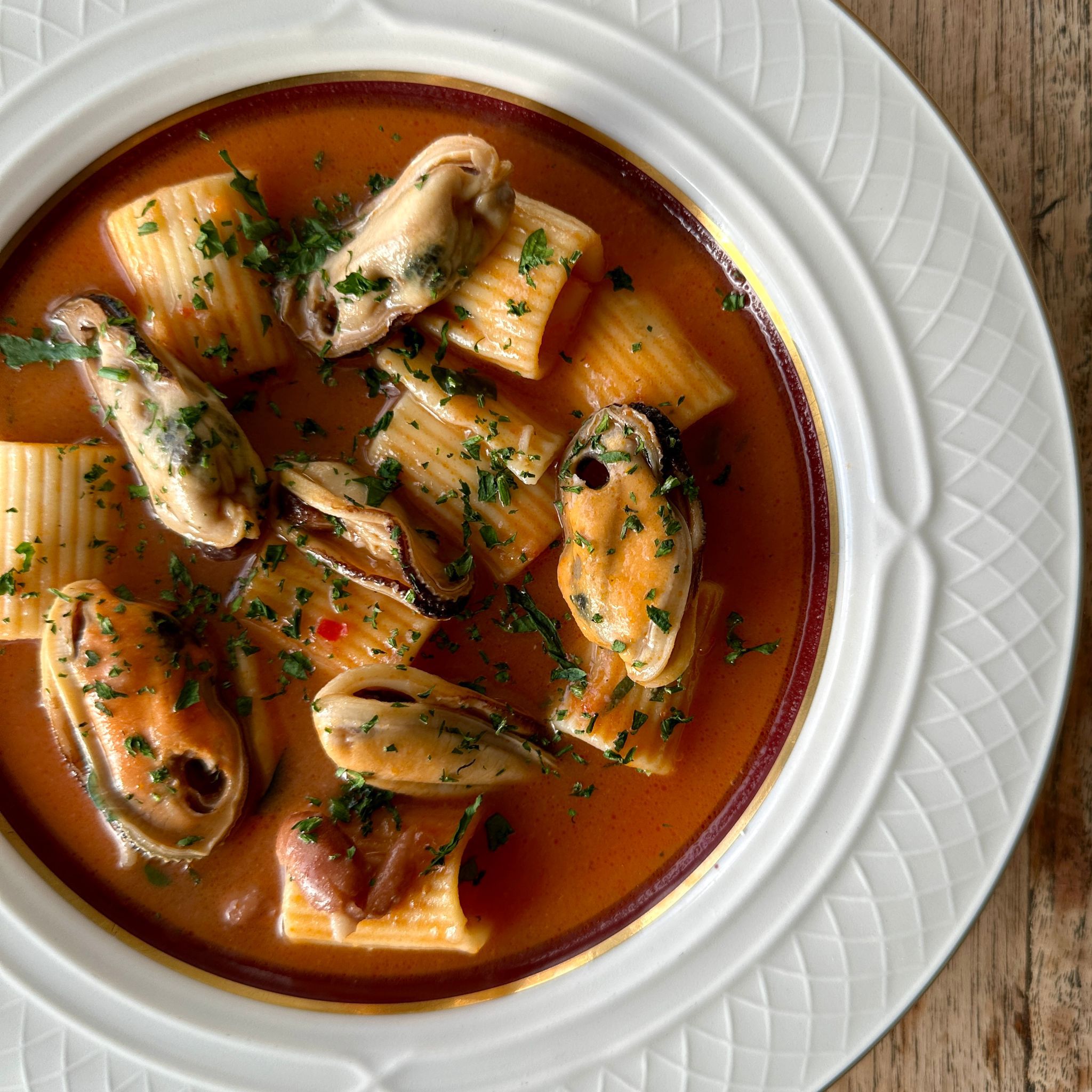Pasta e fagioli met mosselen