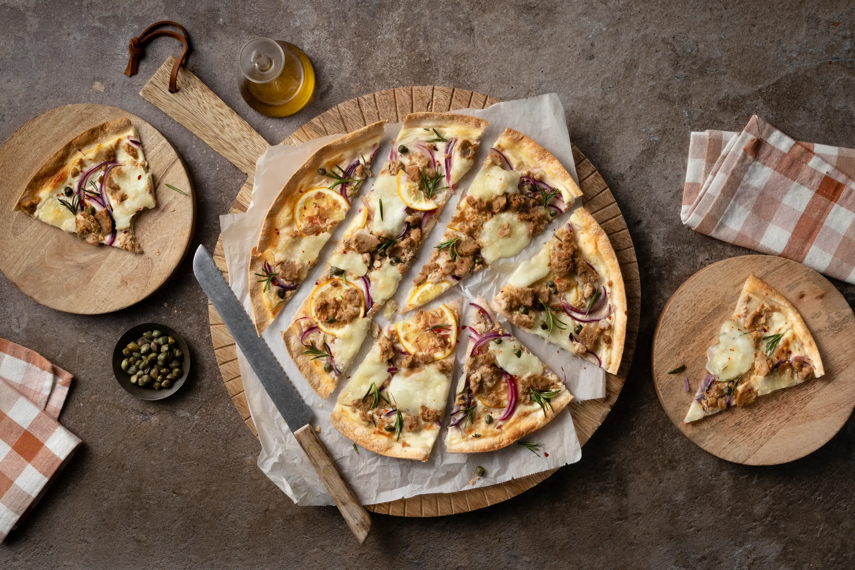 Flammkuchen vegan tuna melt - Italian Style   