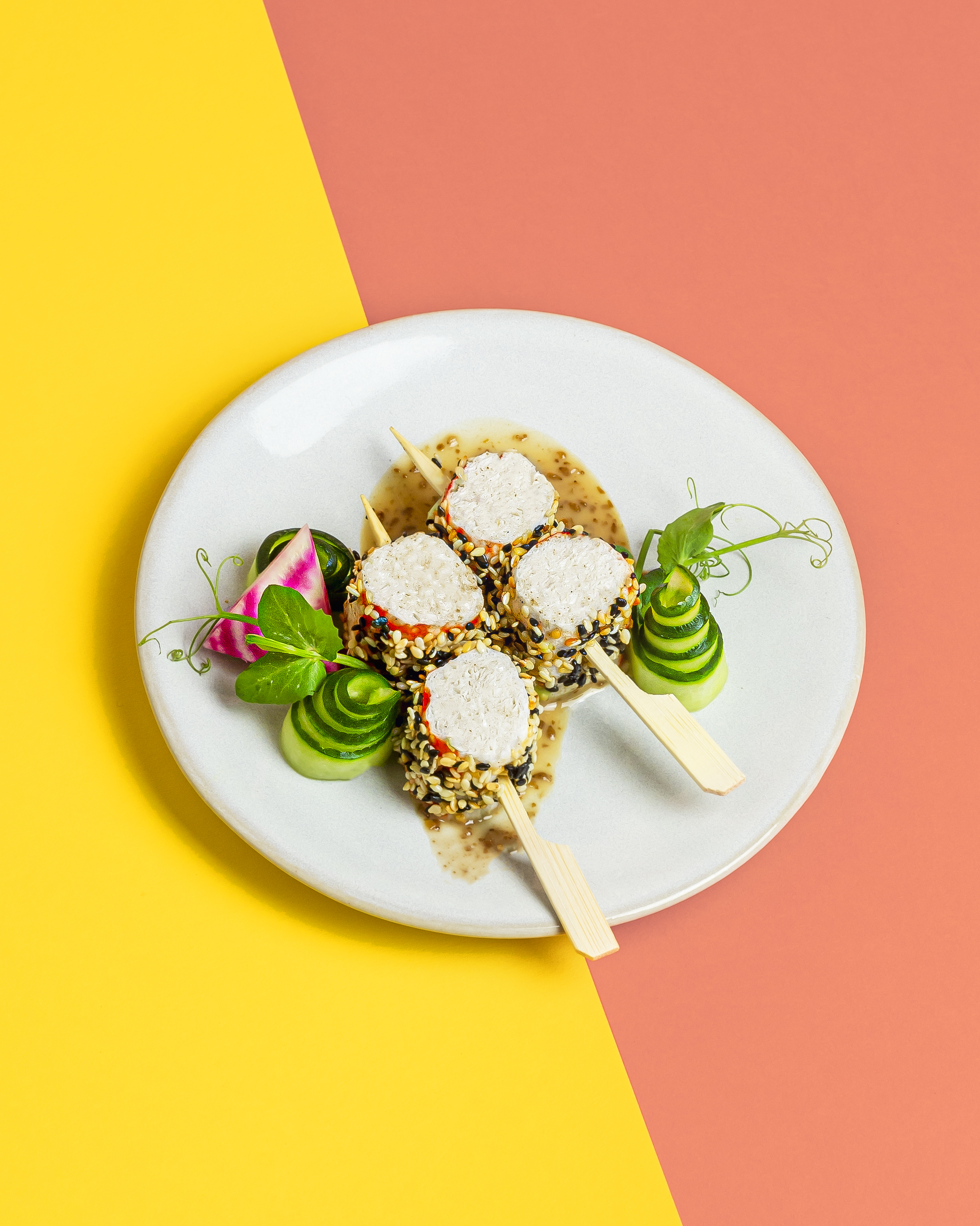 King no crab sesam dressing skewers