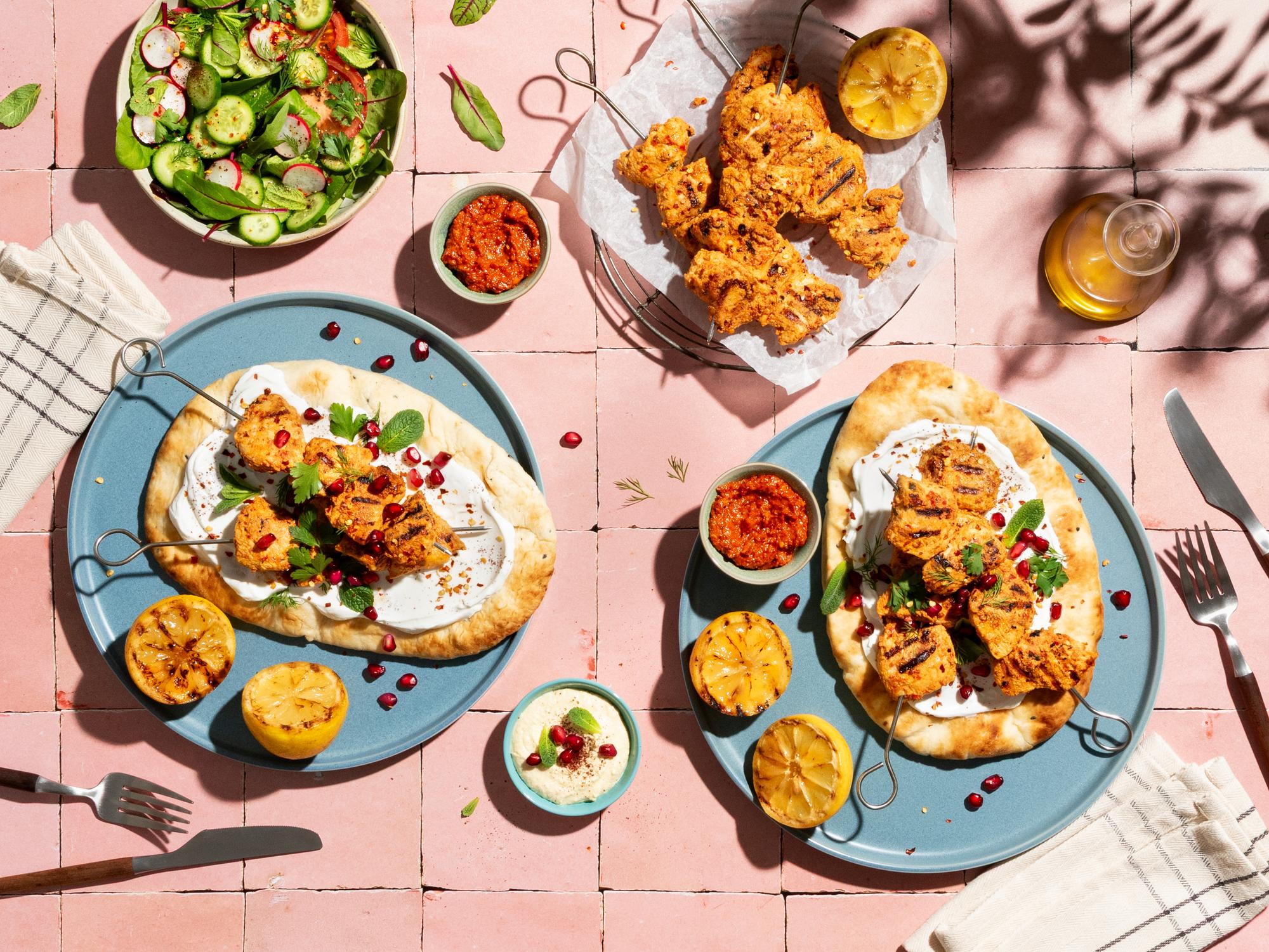 Kruidige kipspiesen met Klilah harissa      