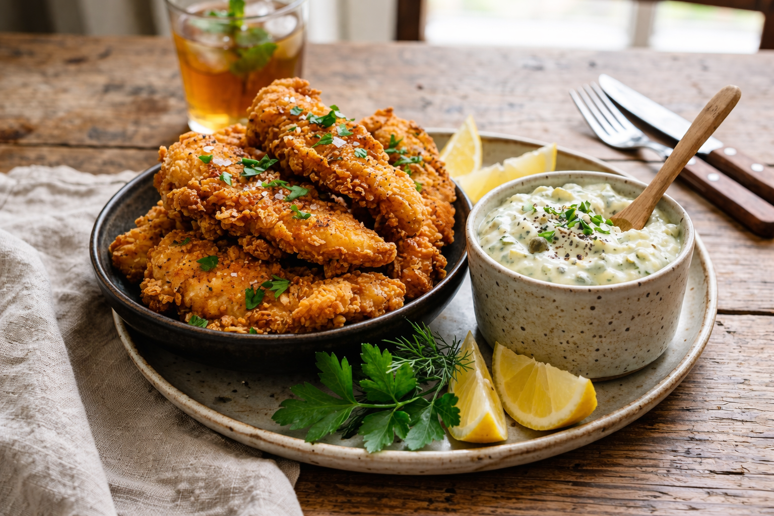 Southern fried kiphaasjes met ravigottesaus 