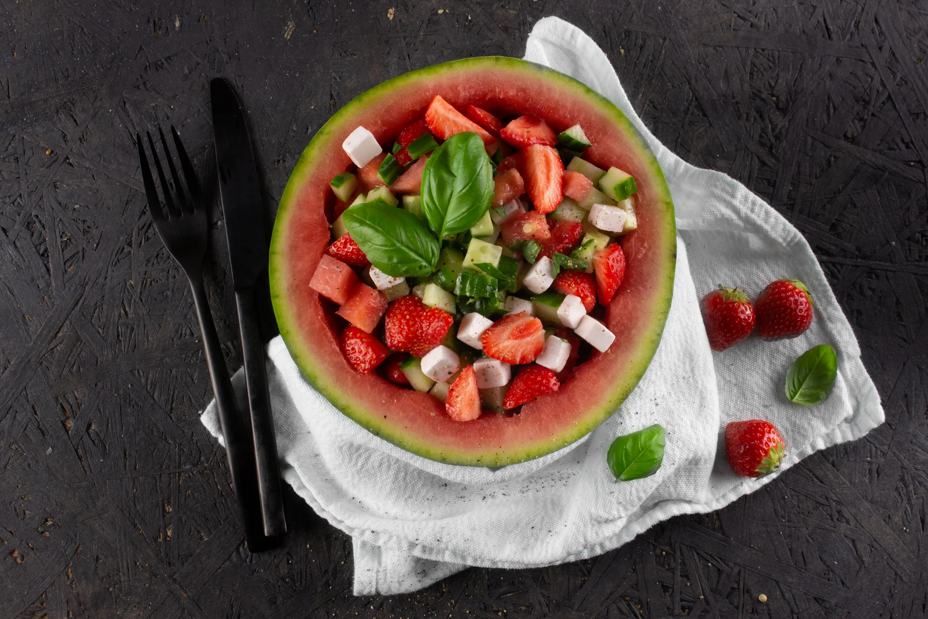 Watermeloensalade met Feta en Verse Kruiden