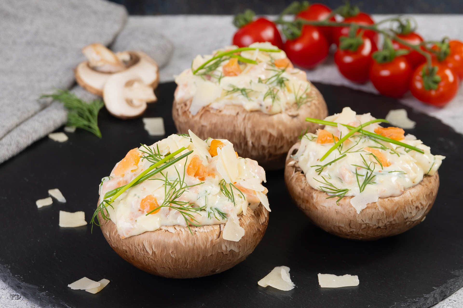 Zalmtruffel portobello met kaassaus en asperge (ook paastip)