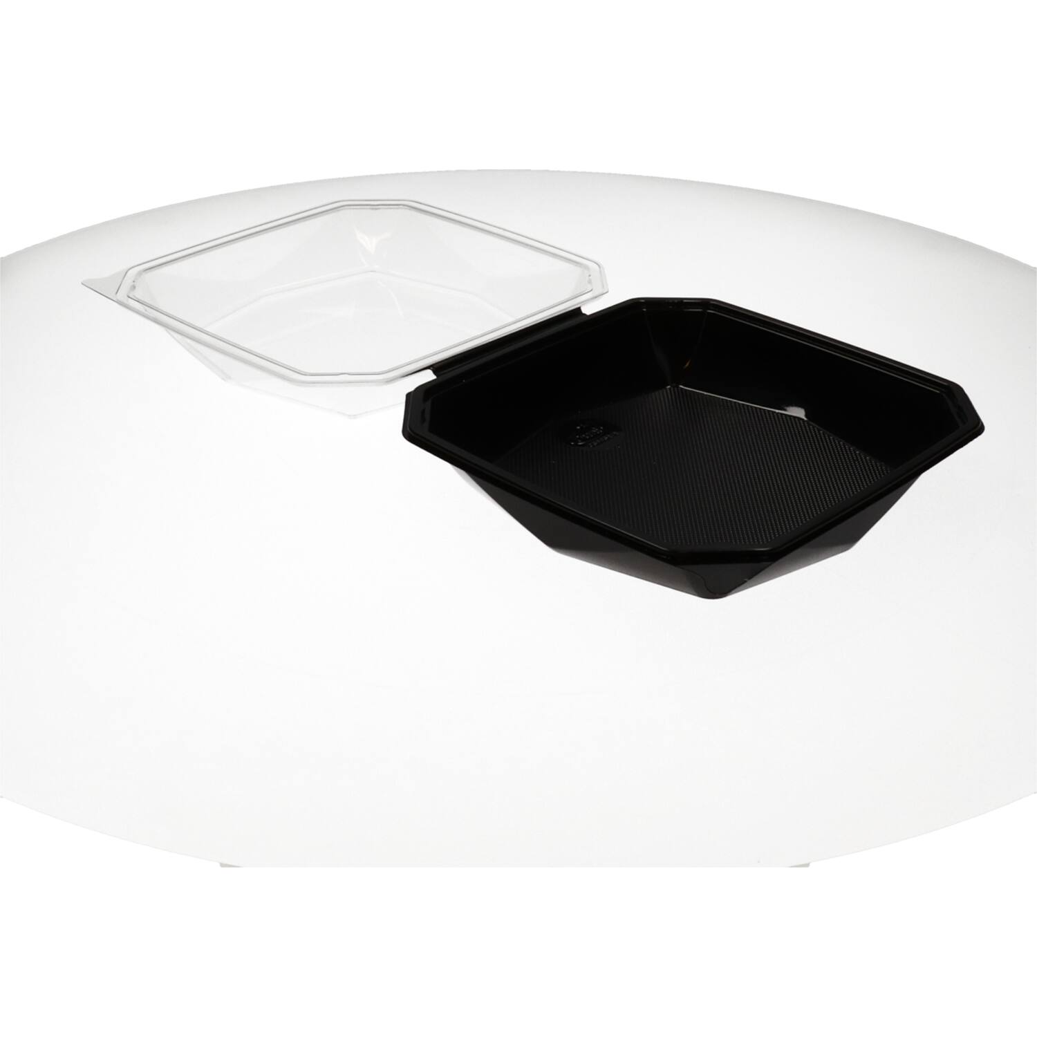 Octaview APET 225x225x80mm 1150cc zwart + deksel transp