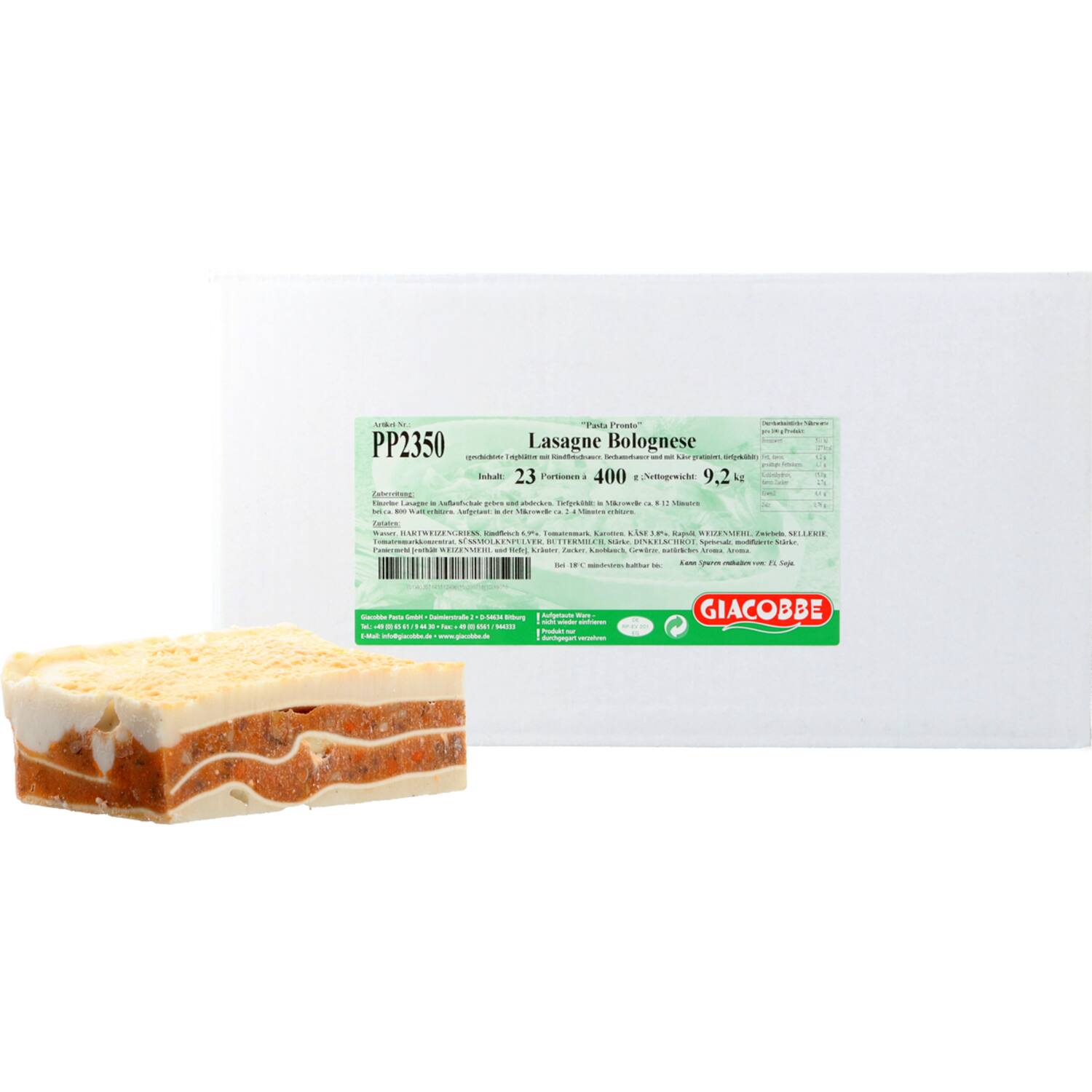 Giacobbe lasagne Bolognese pronto 23x400g
