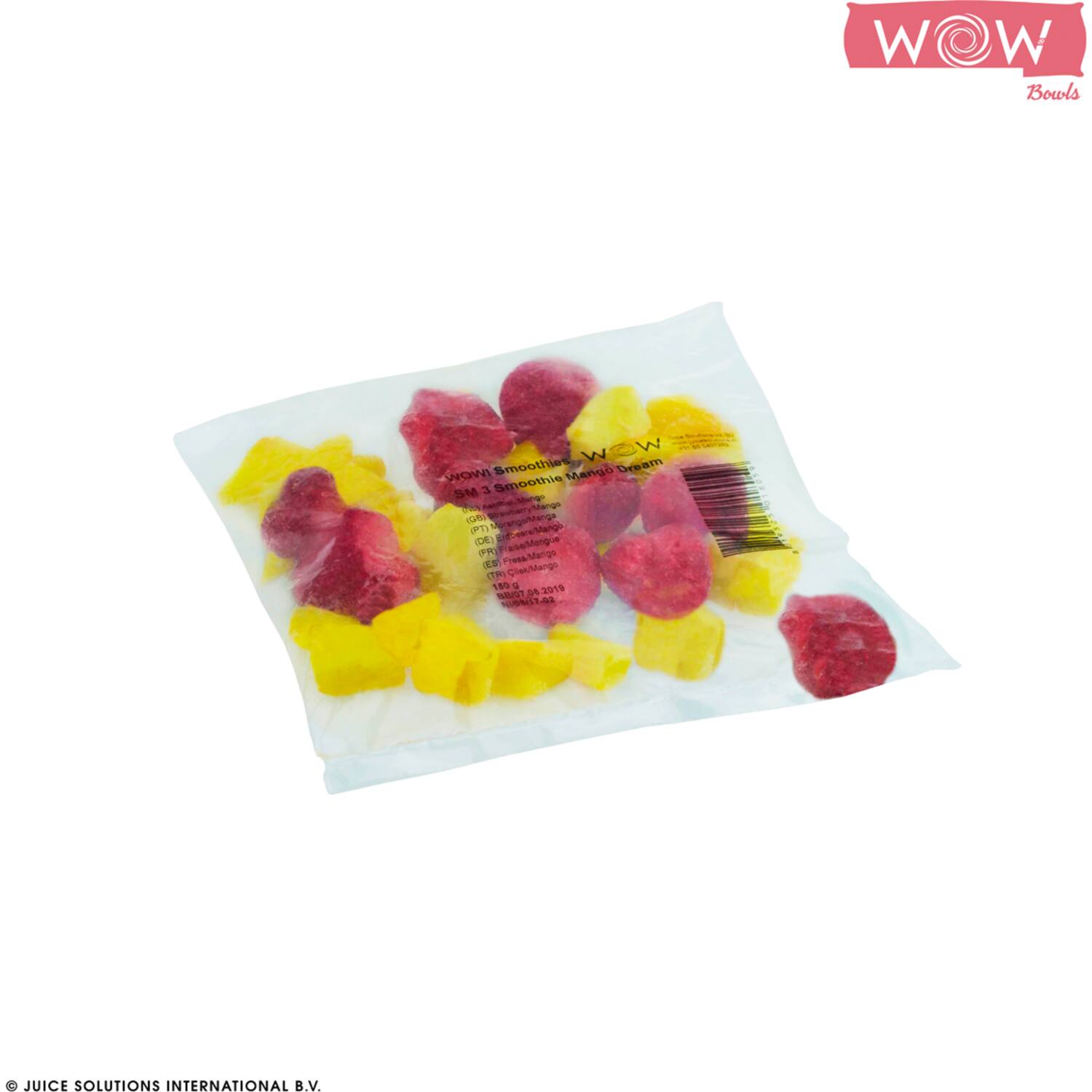 WOW fruitsmoothie mango-aardbei 33x150g