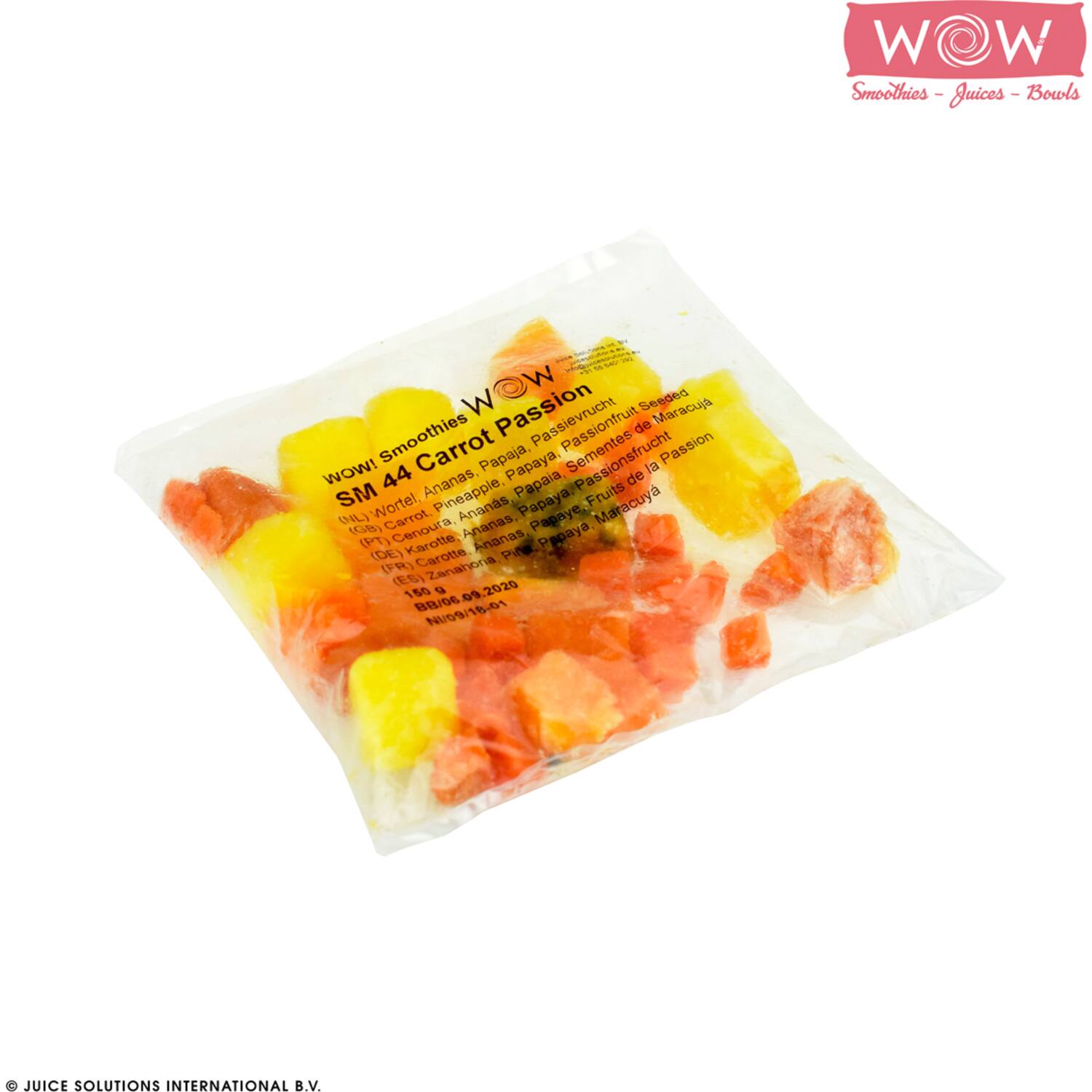 WOW groentesmoothie wortel-ananas-papaja-passievrcht 33x150g