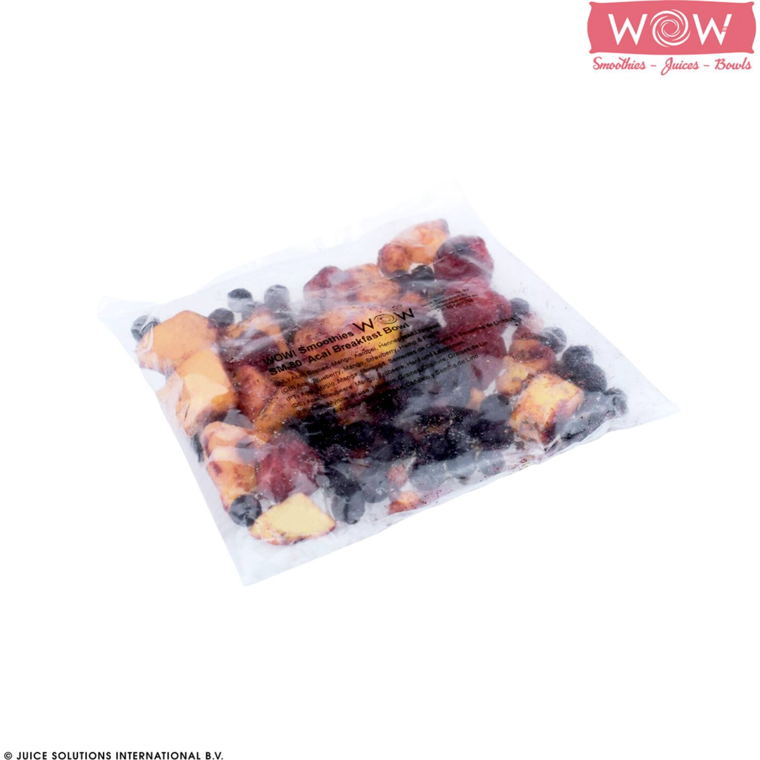 WOW smoothiebowl açai-bosbes-mango-aardbei-lijnzaad 33x150g