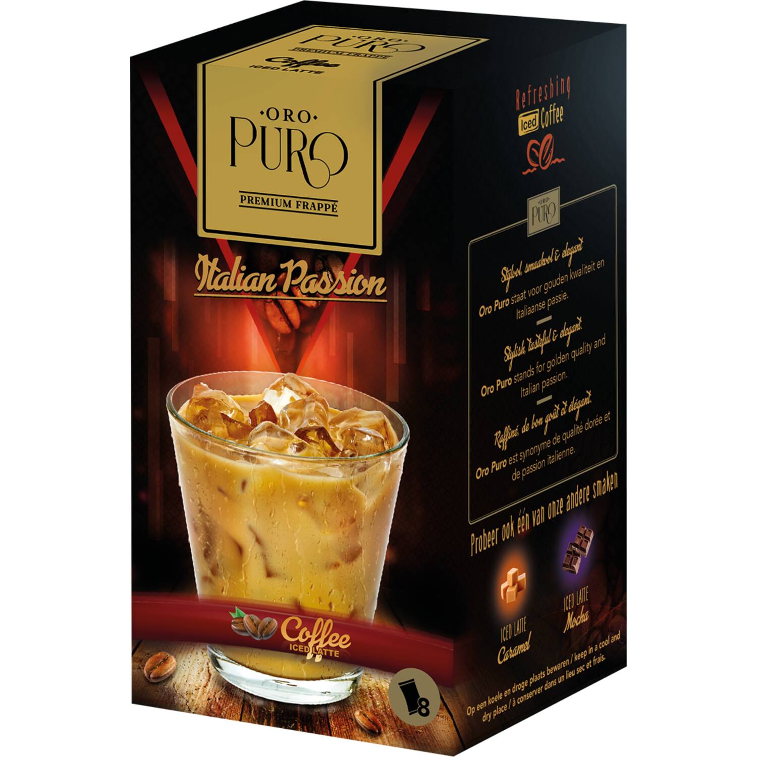Oro Puro frappé koffie premium Italiaans 24x8x18g
