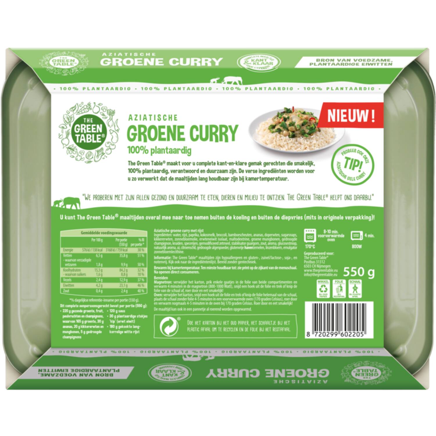 The Green Table Aziatische groene curry 6x550g
