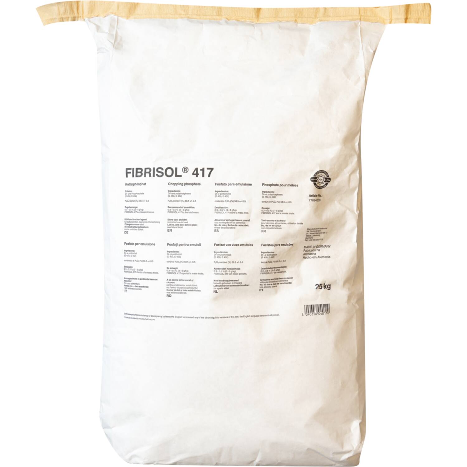 Di- polyfosfaat E450 E452 Fibrisol 417 25 zak