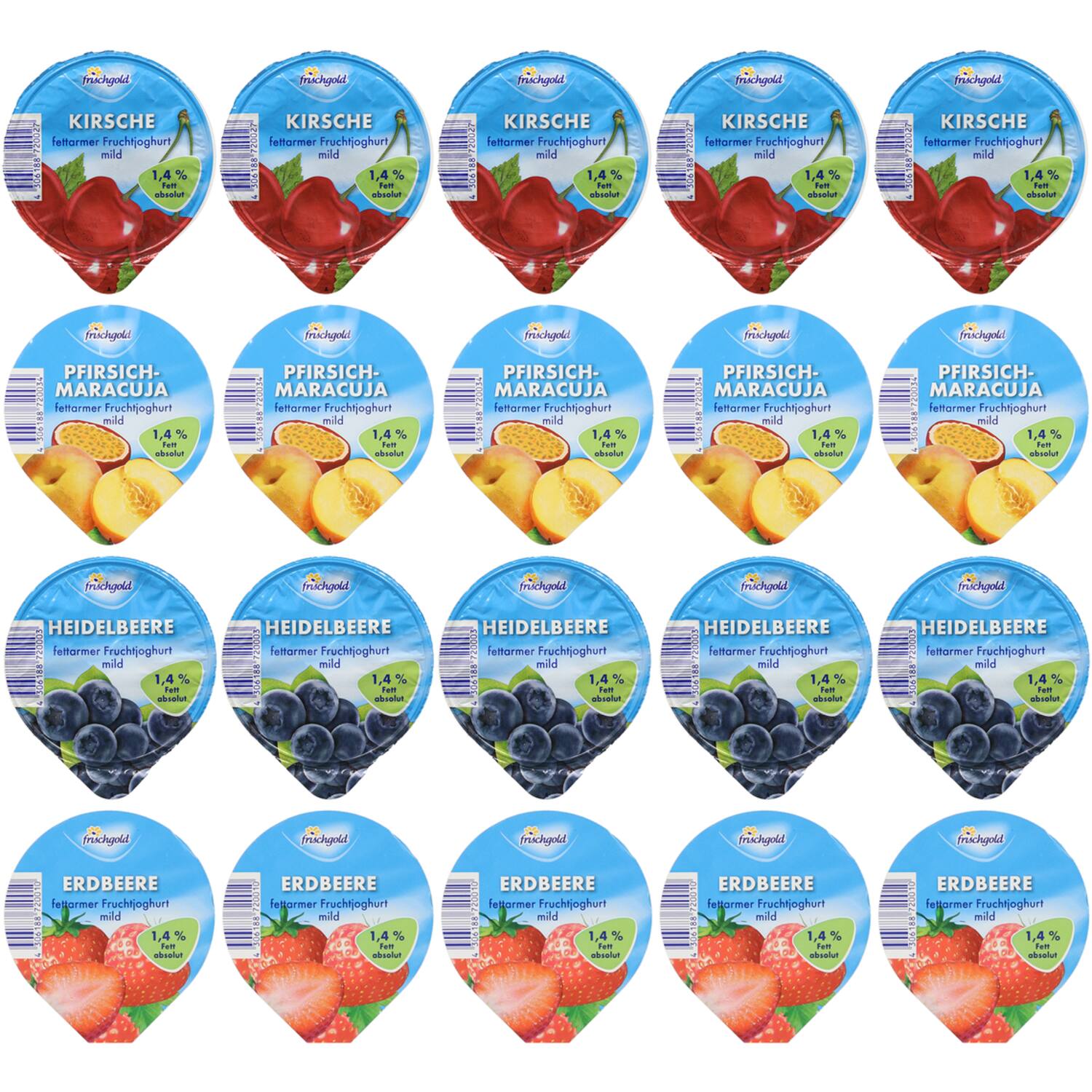 Frischgold vetarme yoghurt vruchten assorti met 4 smaken 20x250g