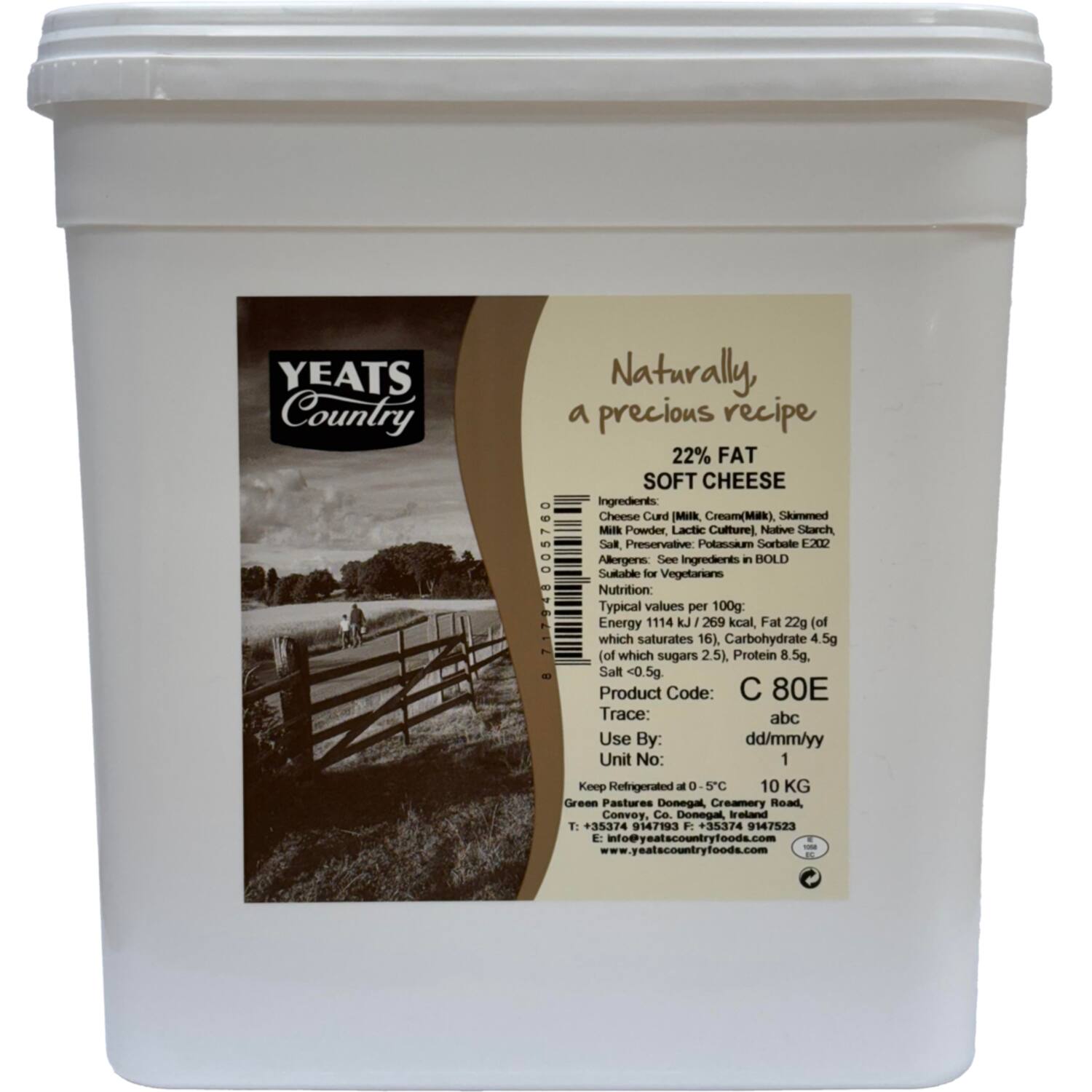 Yeats Country roomkaas 22% 10kg