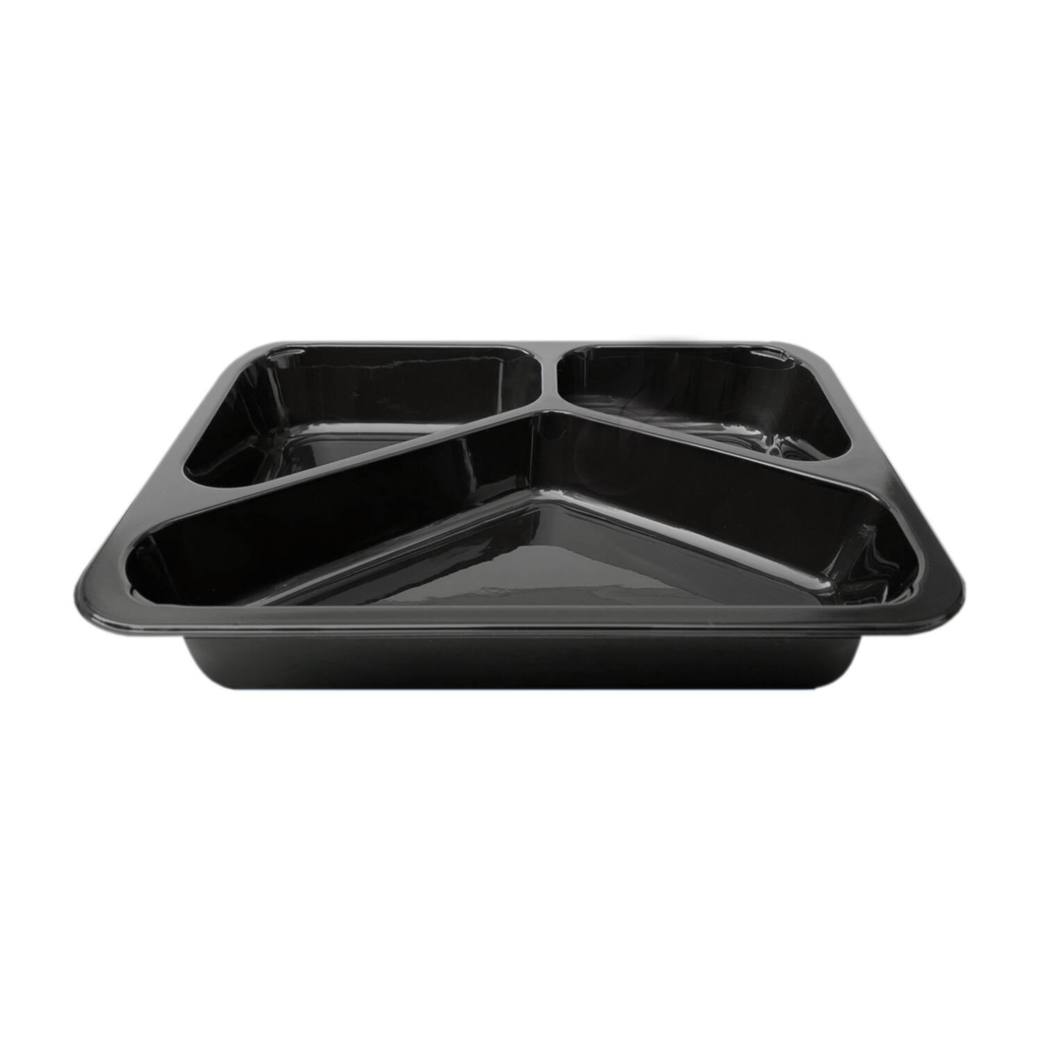 Foodyboxx menuschalen 3-vaks 22,7x17,8x4,9cm zwart 10x50st