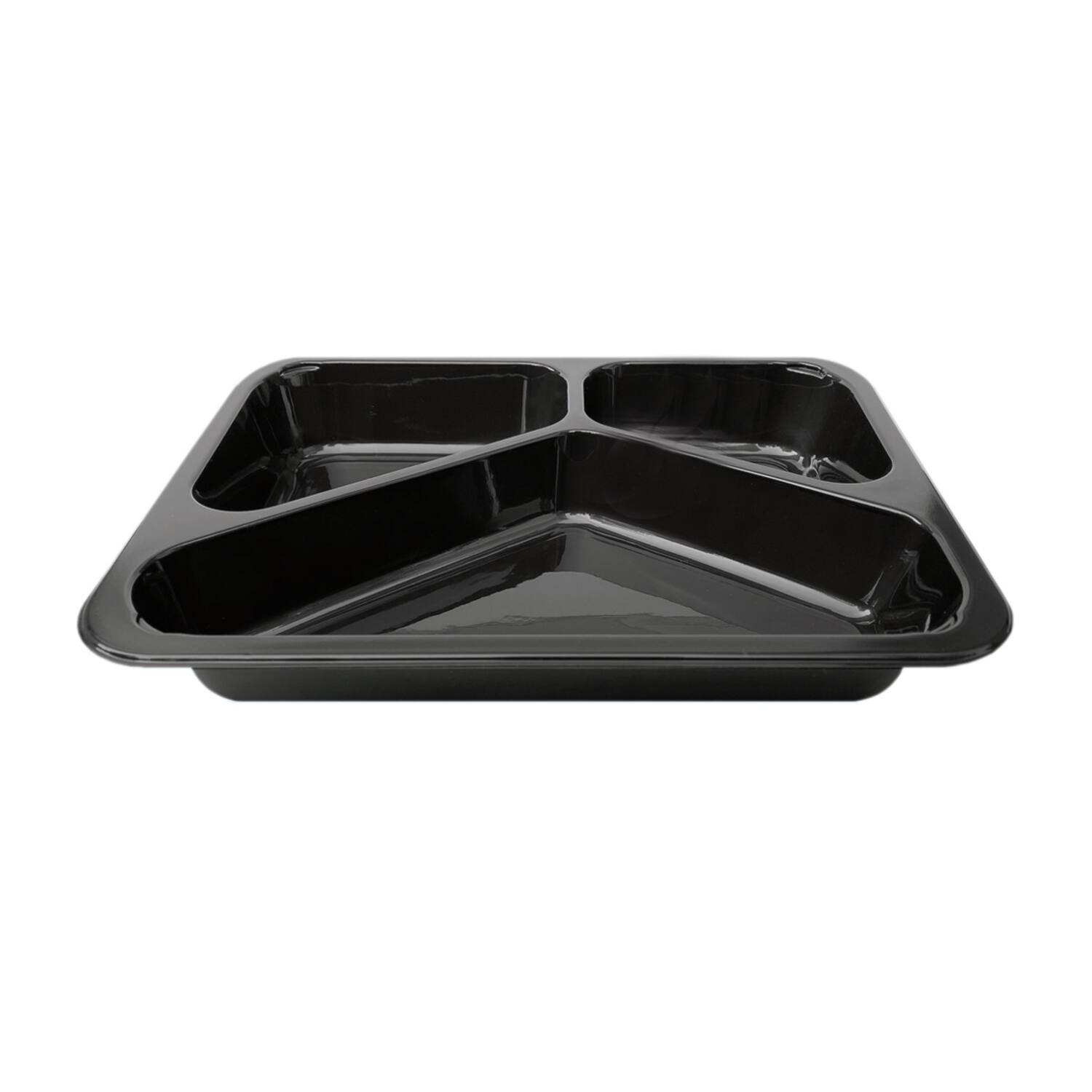 Foodyboxx menuschalen 3-vaks 22,7x17,8x3,2cm zwart 10x50st
