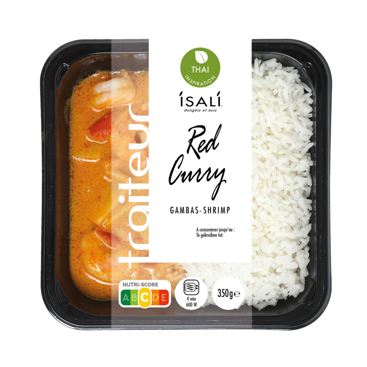 Isali gamba rode curry met rijst 4x350g