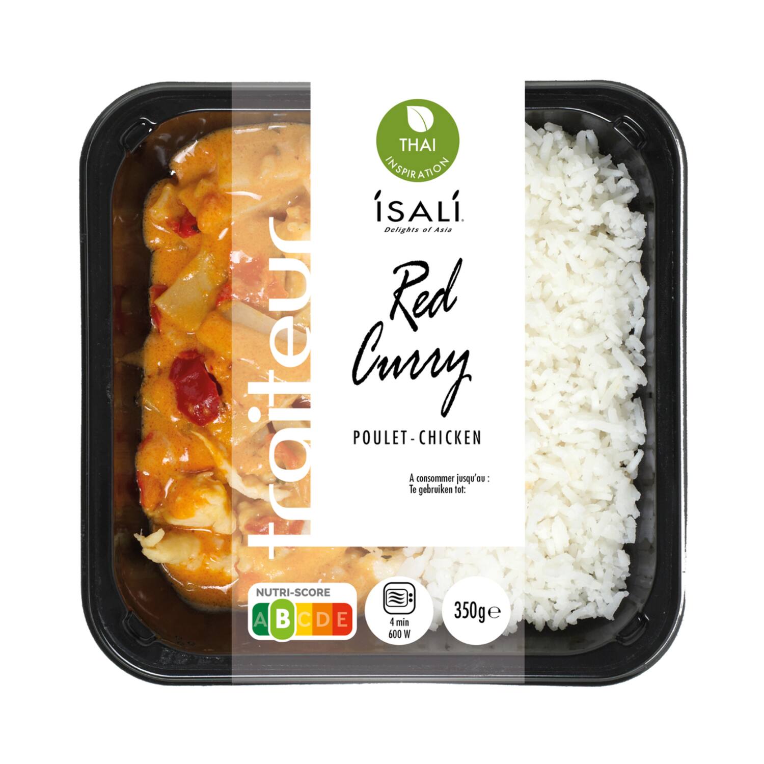 Isali kip rode curry met rijst 4x350g