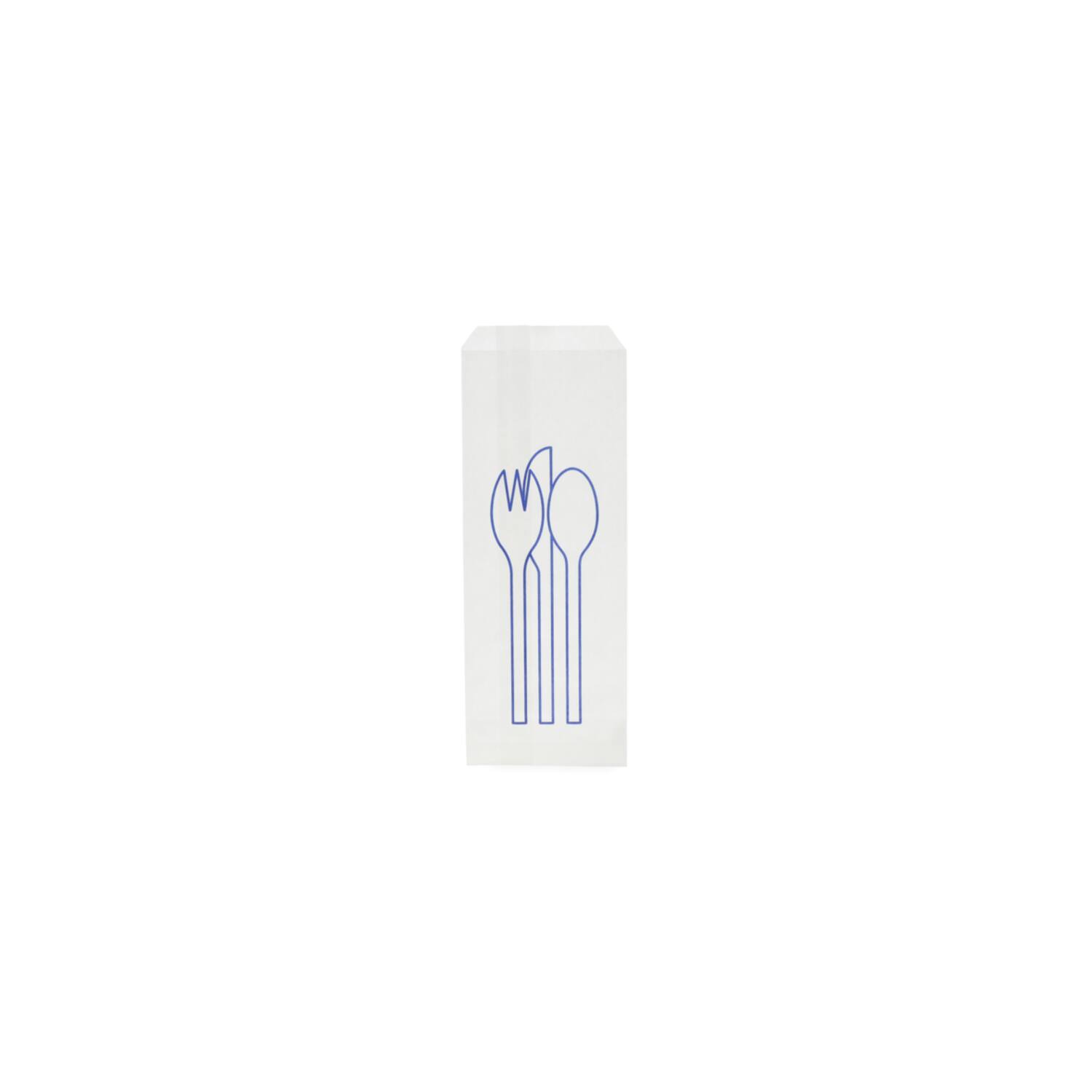 Premium Quality bestekzakjes met blauwe opdruk 23x9cm 2000st