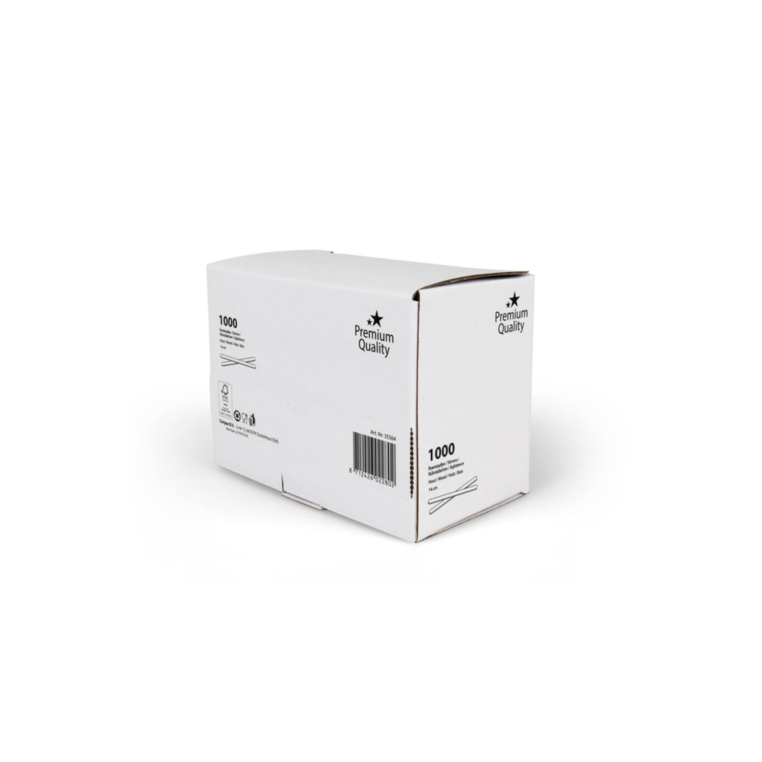 Premium Quality roerstaafjes dispenserdoos 14cm 10x1000st