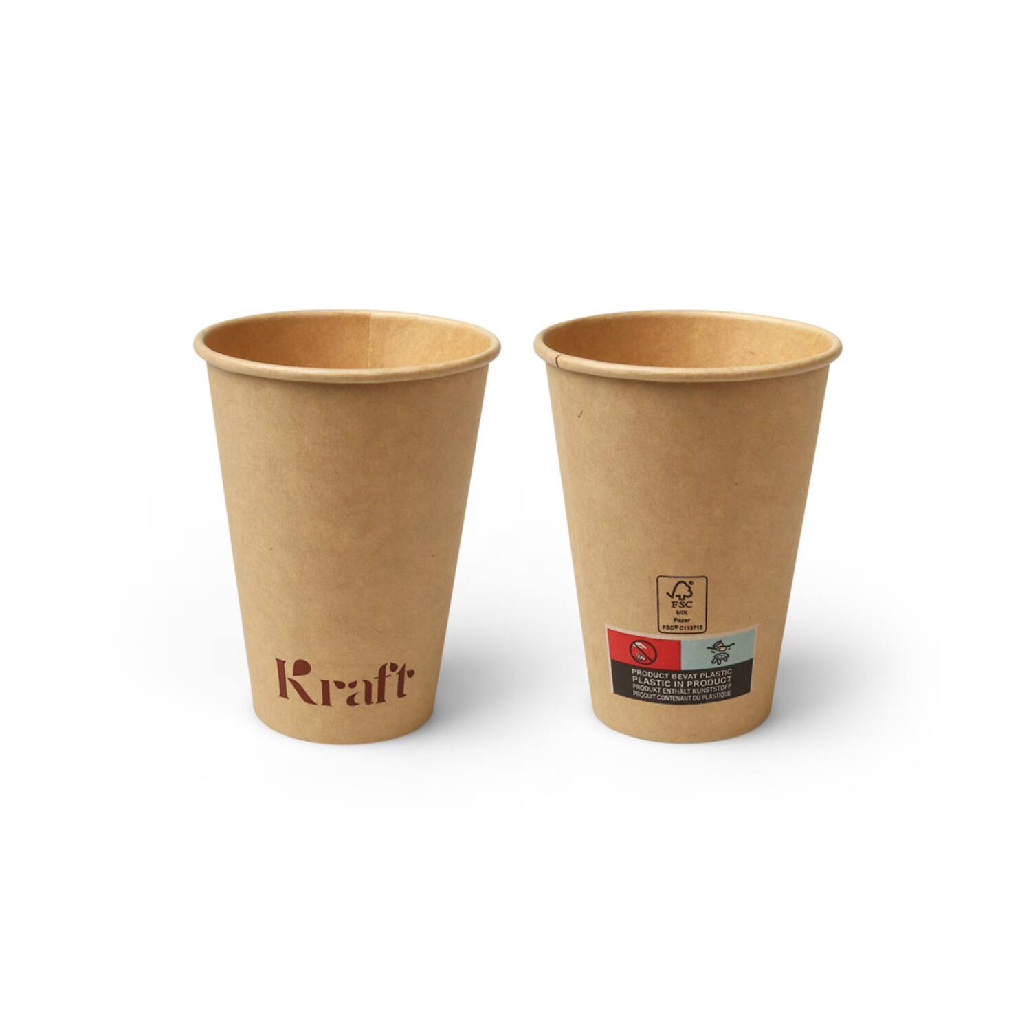 Kraft sausbakjes/koffiebekers 180ml karton Ø7x9,2cm 20x50st