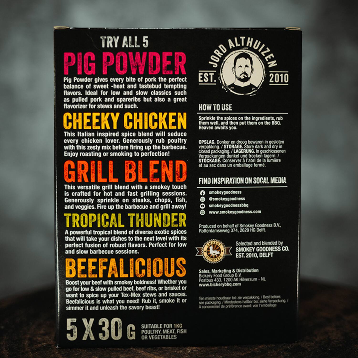 Smokey Goodness barbecuerub proefpakket 5 rubs 6x250g