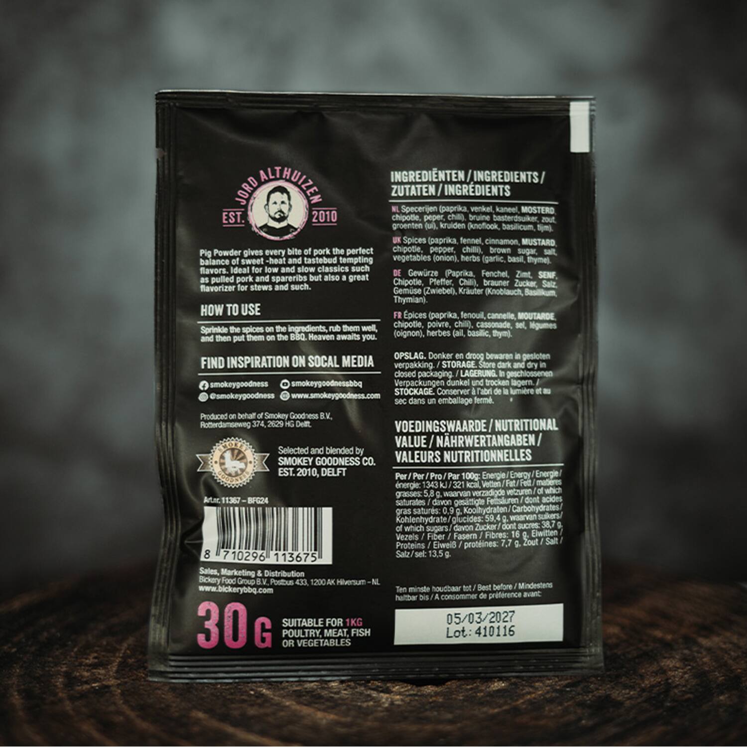 Smokey Goodness barbecuerub Pig Powder 16x30g