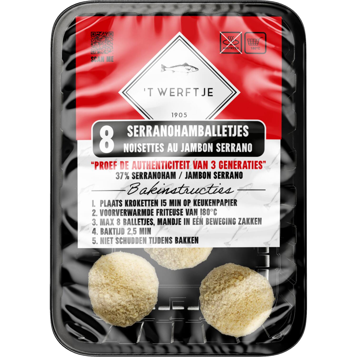 't Werftje serranohamballetjes 8x30g