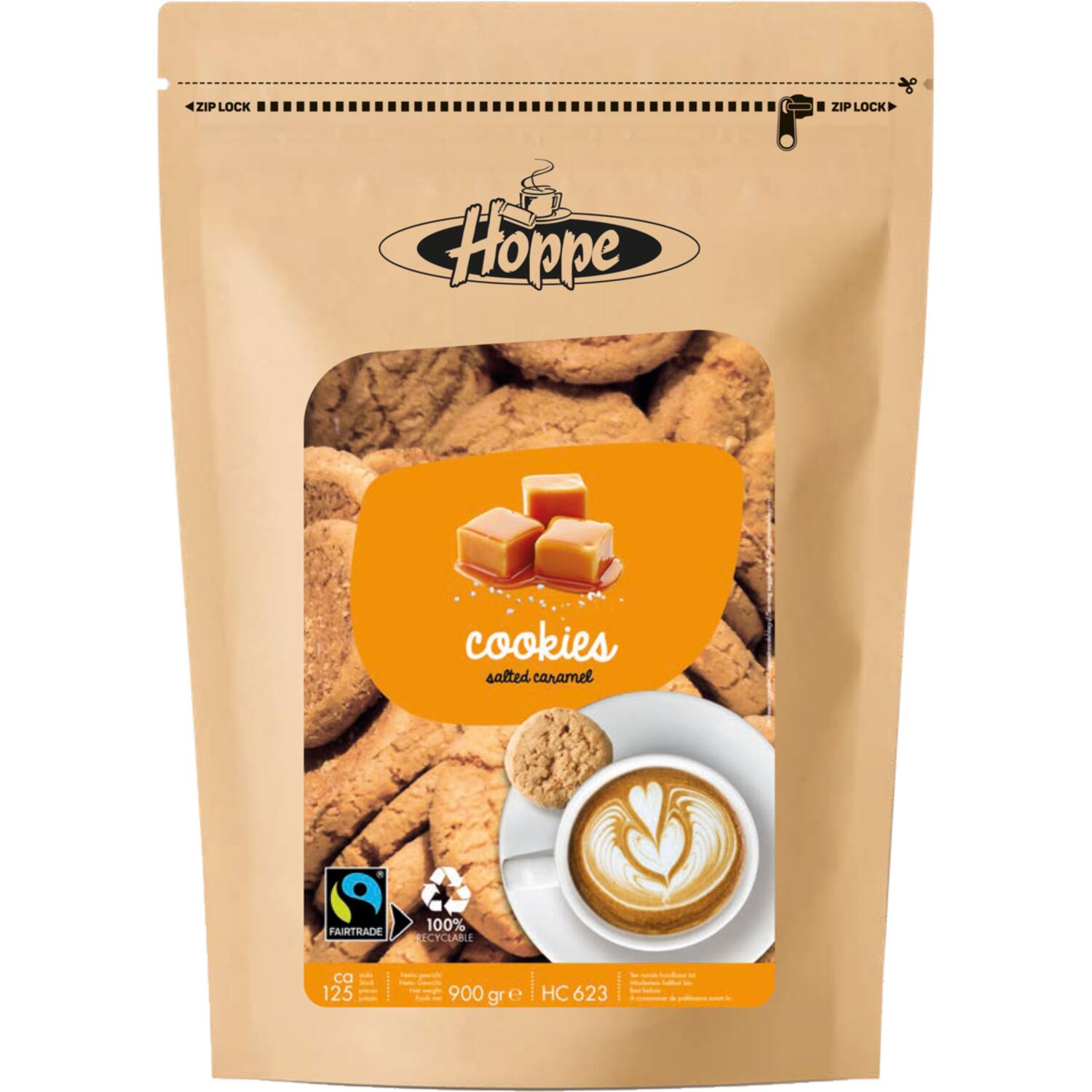 Hoppe koekjes karamel-zeezout Fairtrade 4x125st