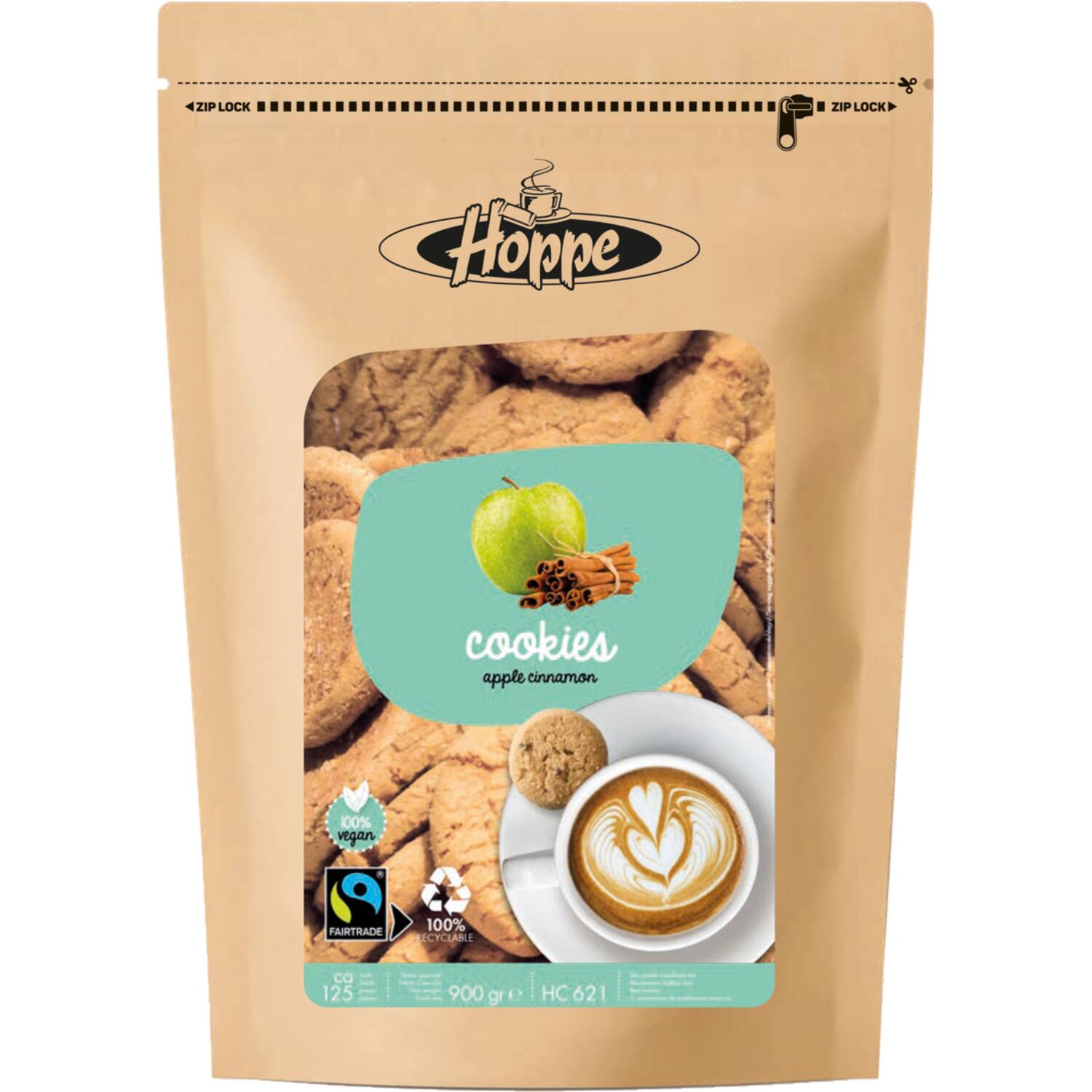 Hoppe koekjes appel-kaneel Fairtrade 4x125st