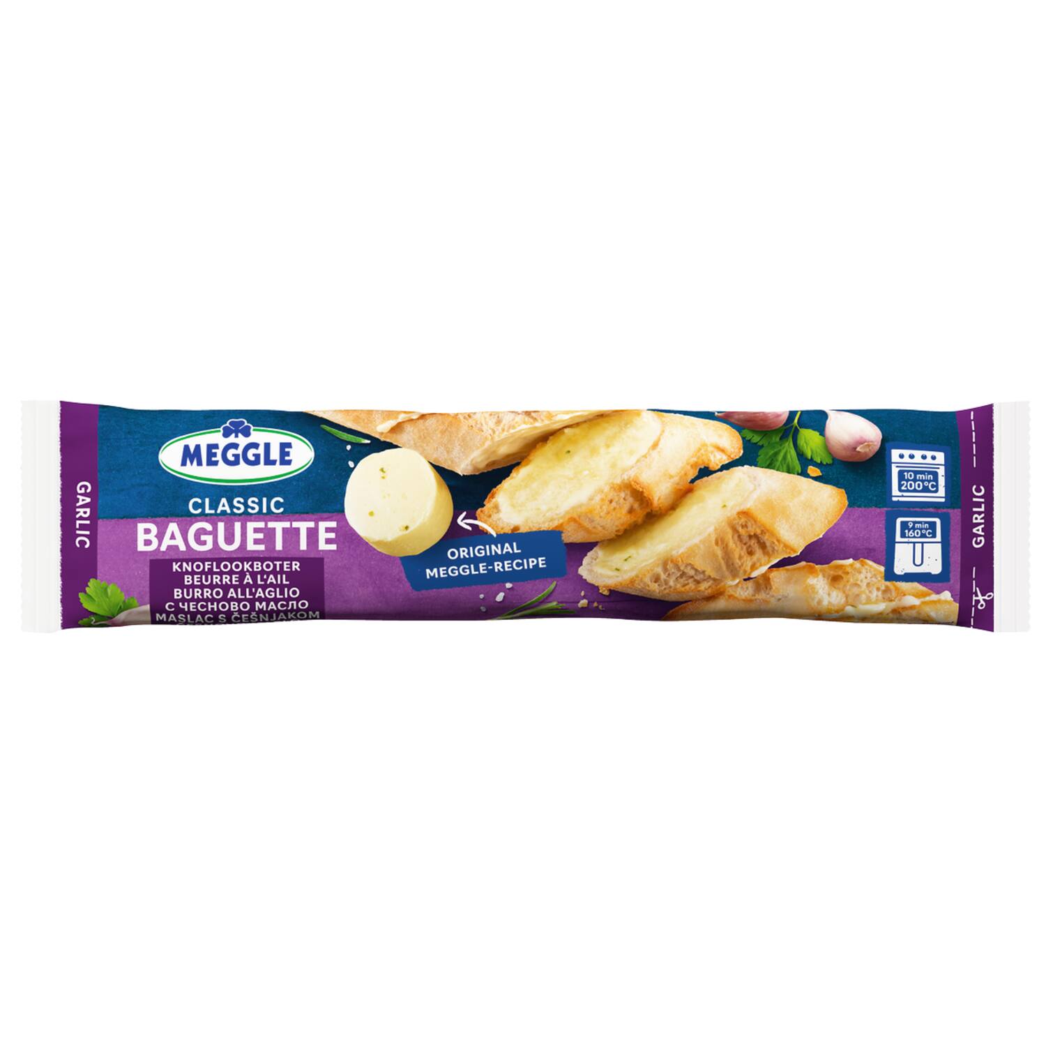 Meggle baguette knoflookboter 9x160g
