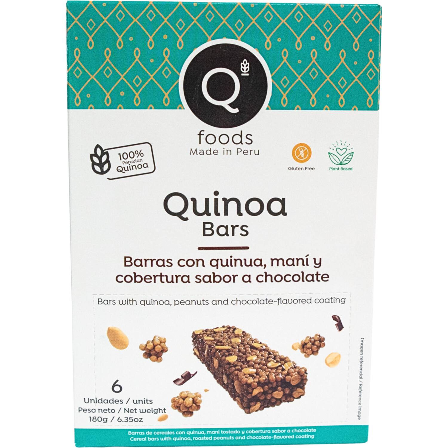 Qfoods quinoarepen pinda-chocolade 36x180g