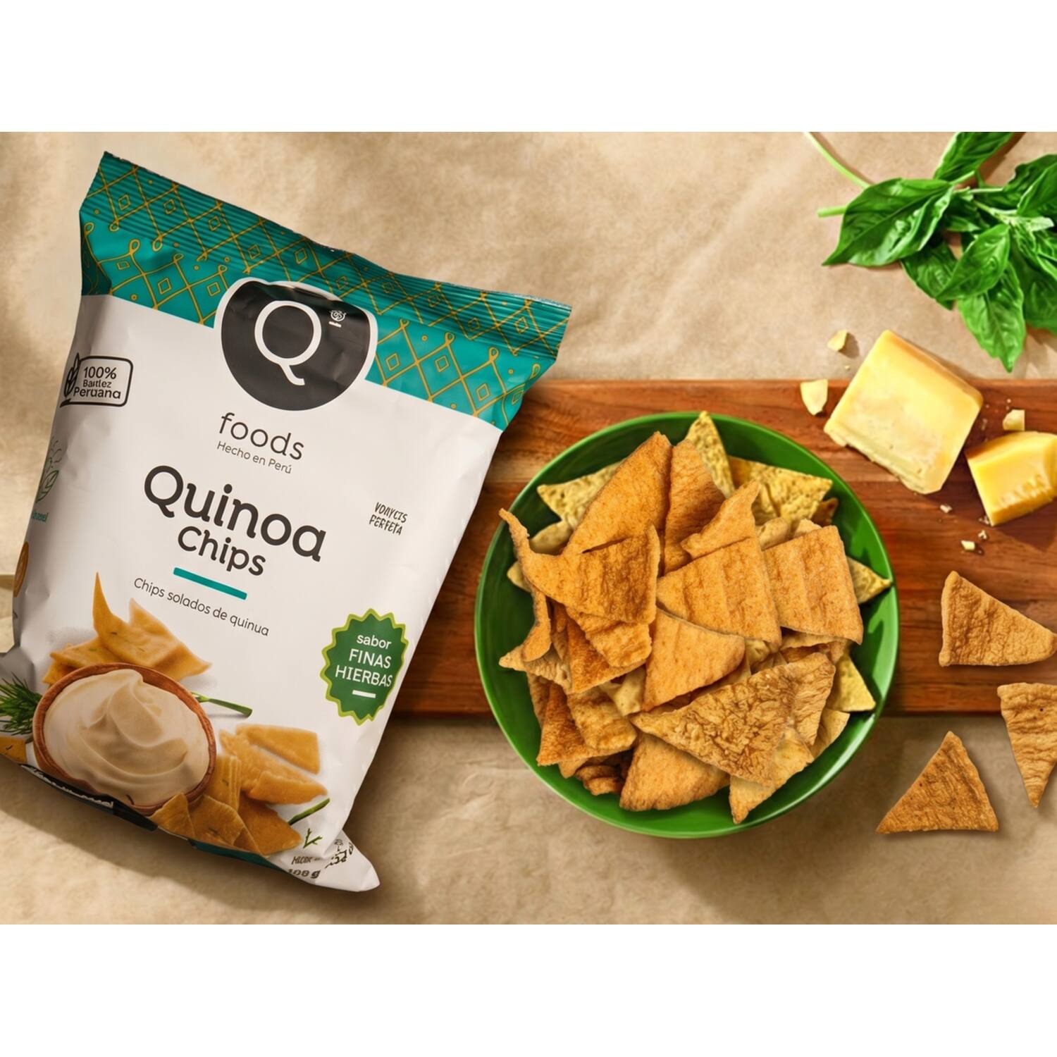 Qfoods quinoa chips fijne kruiden 14x100g