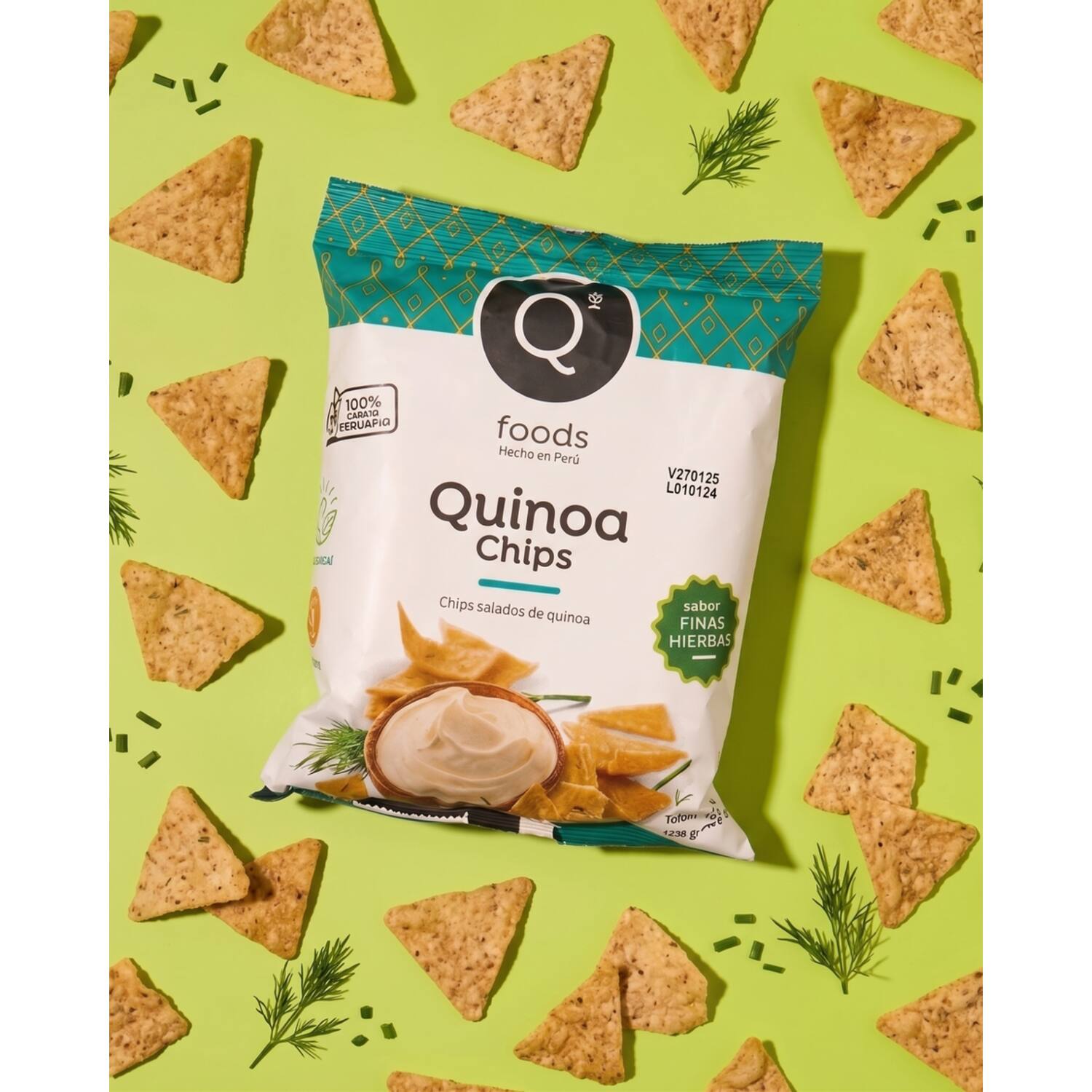 Qfoods quinoa chips fijne kruiden 14x100g