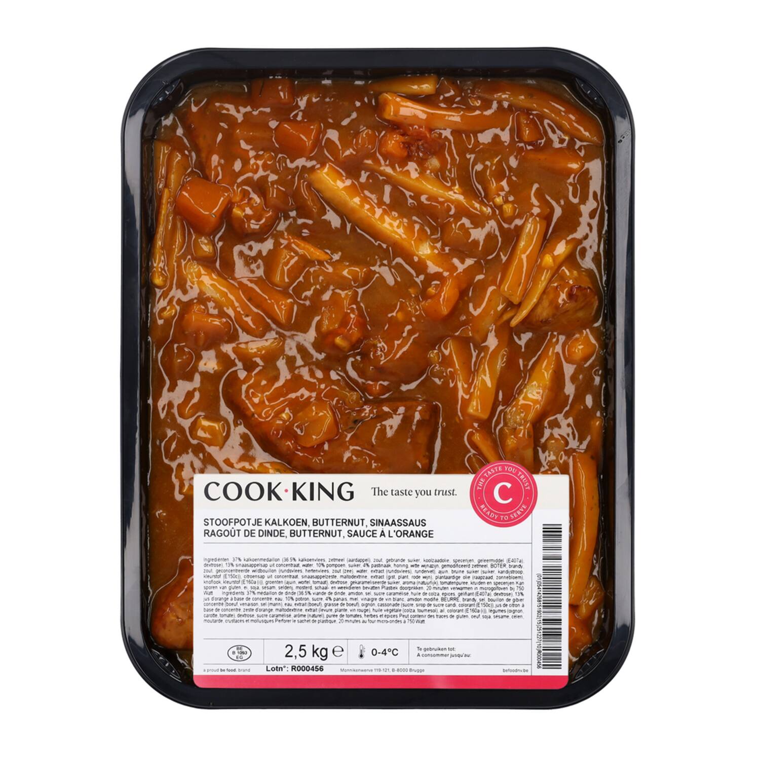 Stoofpotje kalkoen, butternut , sinaassaus 2,5 Kg COOKKING
