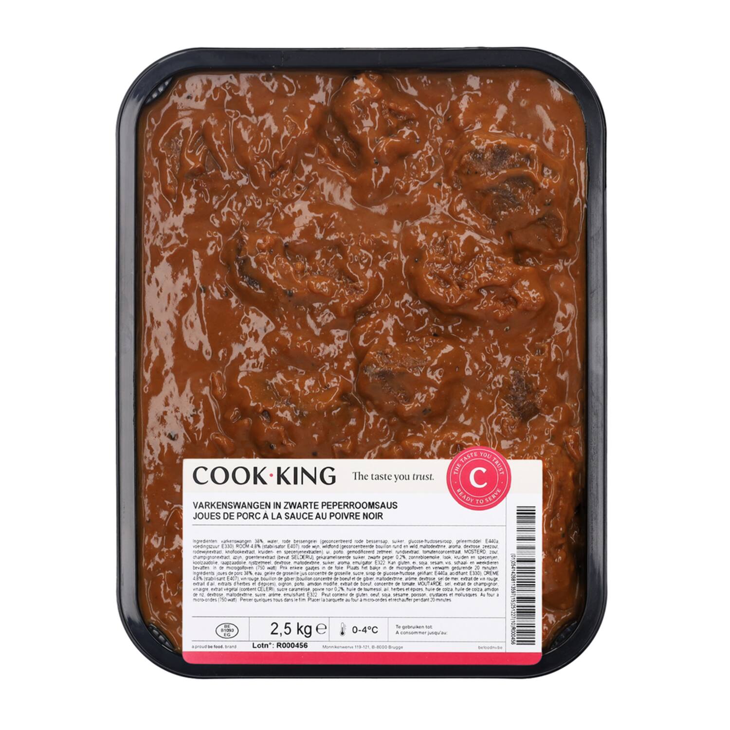 Cookking Varkenswangen zwarte peperroomsaus 2,5kg