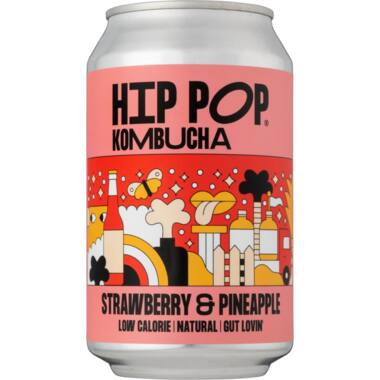 Hip Pop strawberry pineapple kombucha 12x330ml
