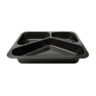 Foodyboxx menuschalen 3-vaks 22,7x17,8x4,9cm zwart 10x50st