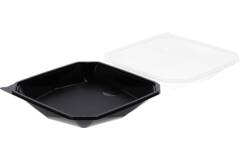 Octaview APET 225x225x65mm 925cc zwart + deksel transp