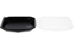 Octaview APET 225x225x65mm 925cc zwart + deksel transp