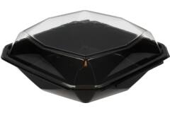 Octaview APET 225x225x80mm 1150cc zwart + deksel transp